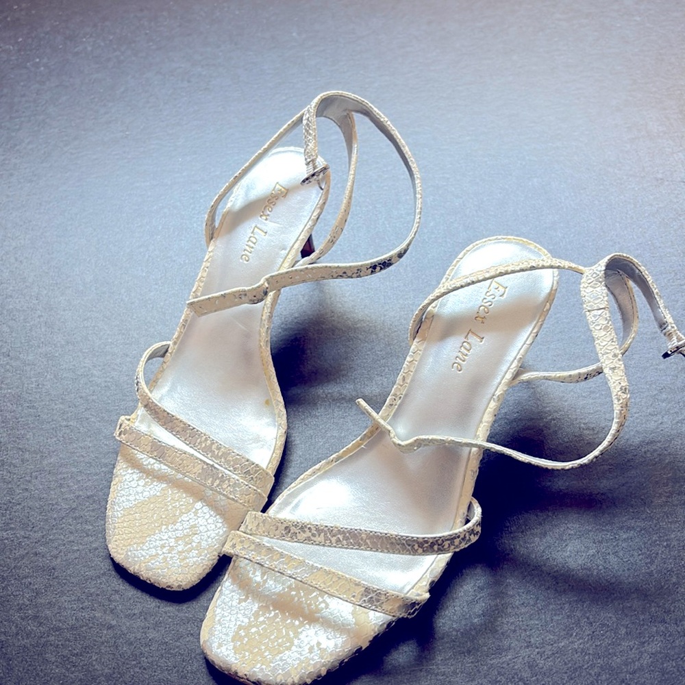 Essex Lane Silver and white ankle strap